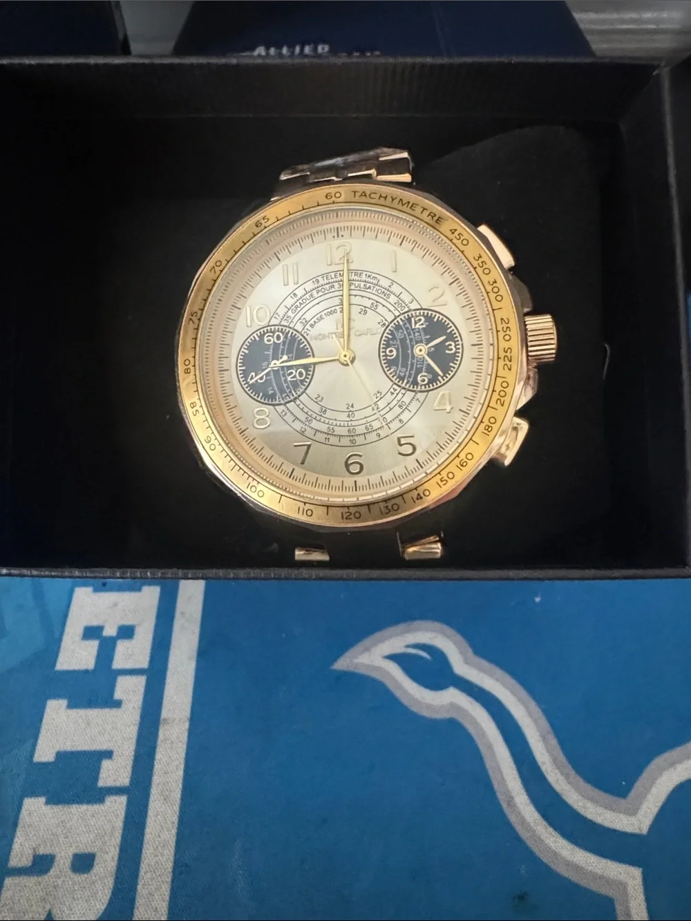 Men's Rose Gold Chronograph Watch with Ivory Dial